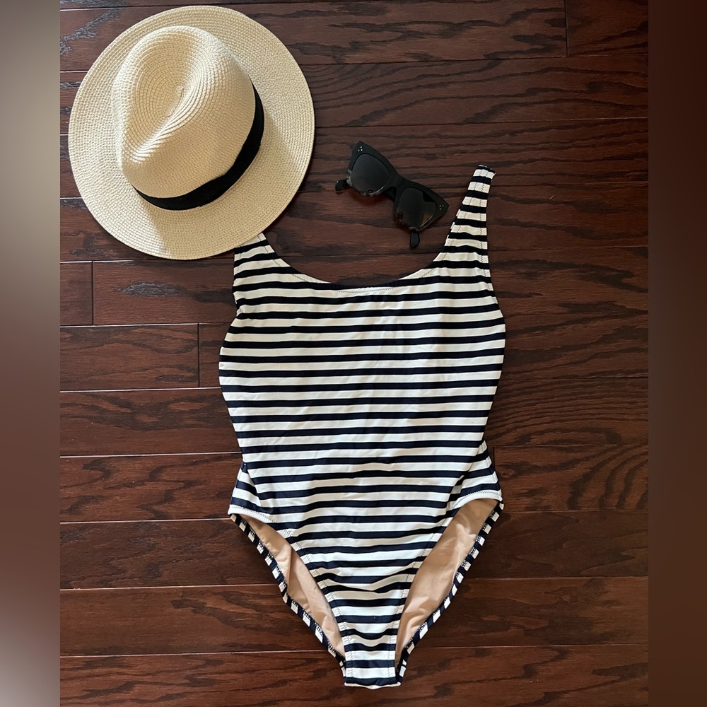 Jcrew striped high cut one piece